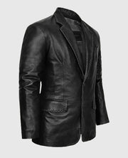 Medieval Black Leather Blazer For Men