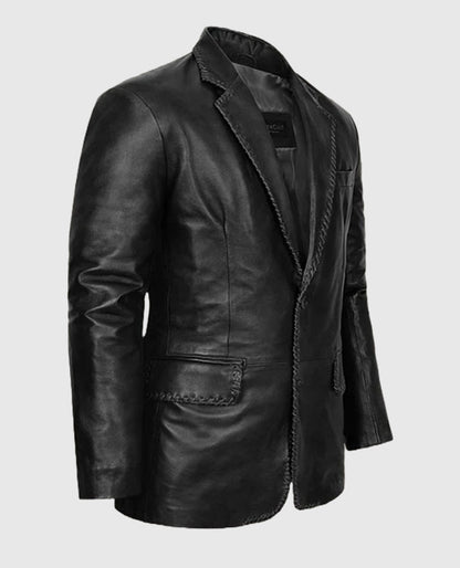 Medieval Black Leather Blazer For Men