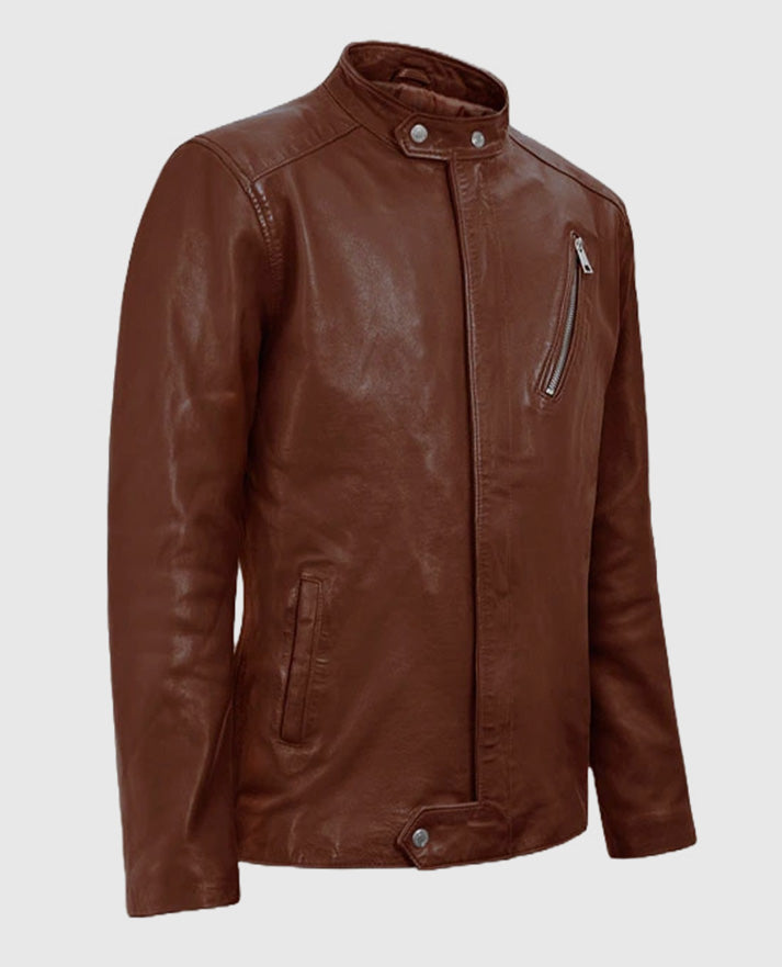 Men's Motorad Tan Biker Leather Jacket