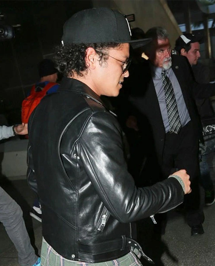 Bruno Mars Black Biker Leather Jacket