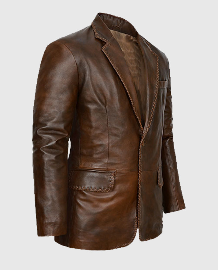 Spanish Brown Medieval Leather Blazer for Men