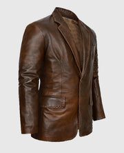 Spanish Brown Medieval Leather Blazer for Men