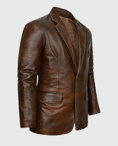 Spanish Brown Medieval Leather Blazer for Men