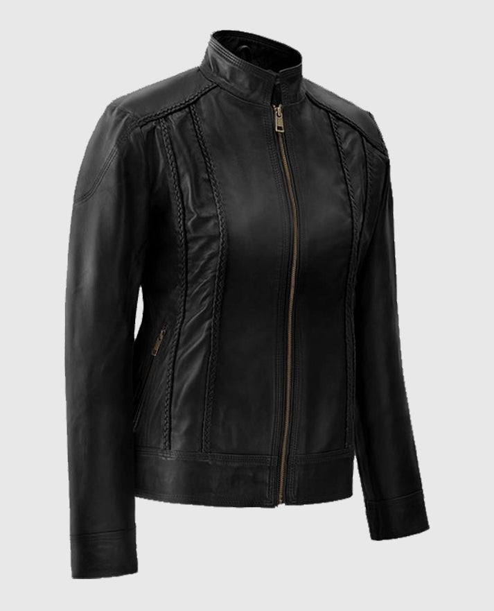 Women's Black Clova Leather Jacket