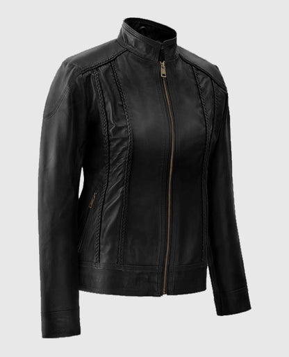 Women's Black Clova Leather Jacket