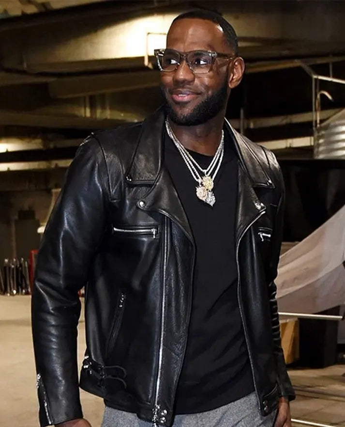 LeBron James Black Biker Leather Jacket