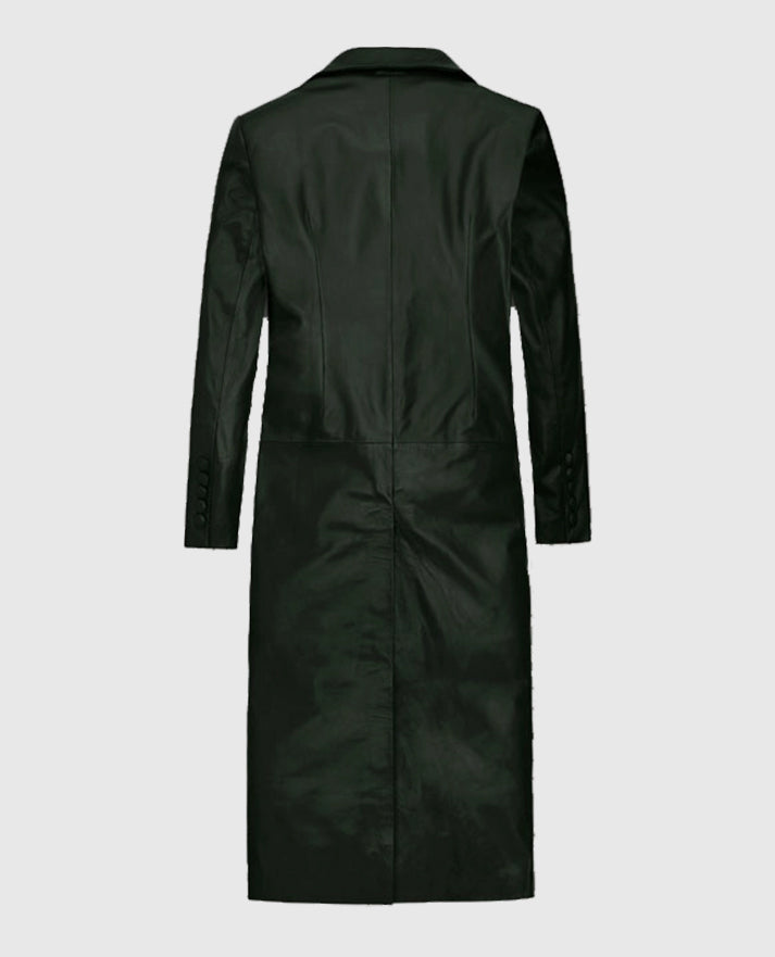 Women's Chelsea Black Leather Long Coat