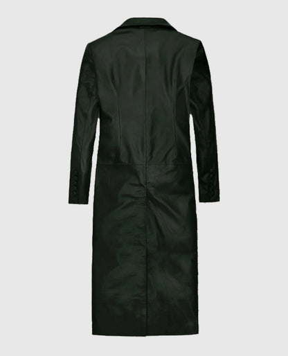 Women's Chelsea Black Leather Long Coat