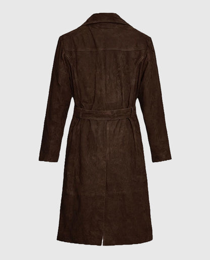 Women's Leather Dark Brown Suede Alpine Long Coat