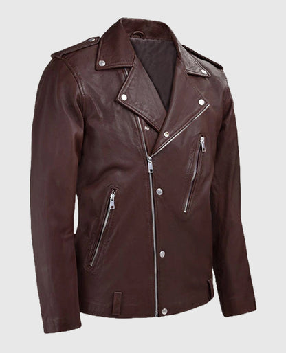 Men's Beast Biker Leather Burgundy Jacket