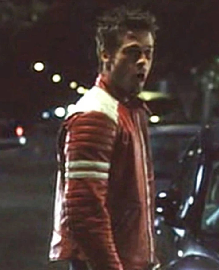 Brad Pitt Fight Club Red Leather Jacket