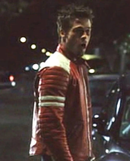 Brad Pitt Fight Club Red Leather Jacket