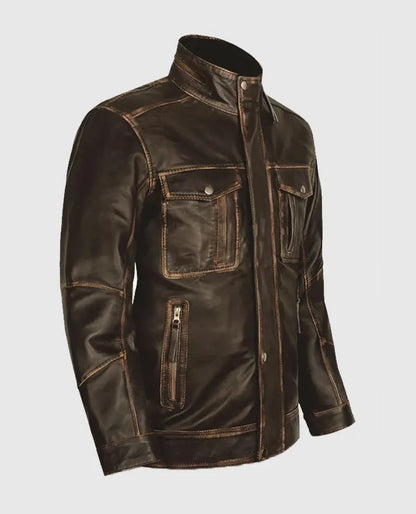 Men's Retro Leather Dark Brown Jacket