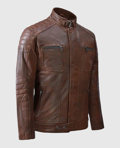 Men's Moto Firefly Leather Spanish Brown Jacket