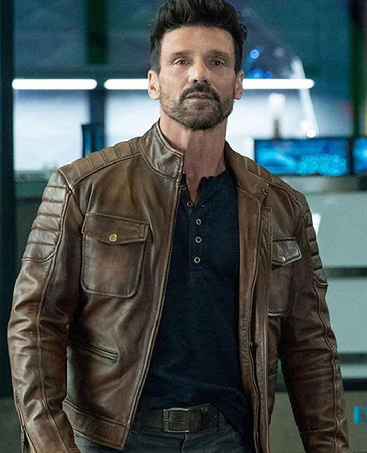 Boss Level Frank Grillo Brown Leather Jacket