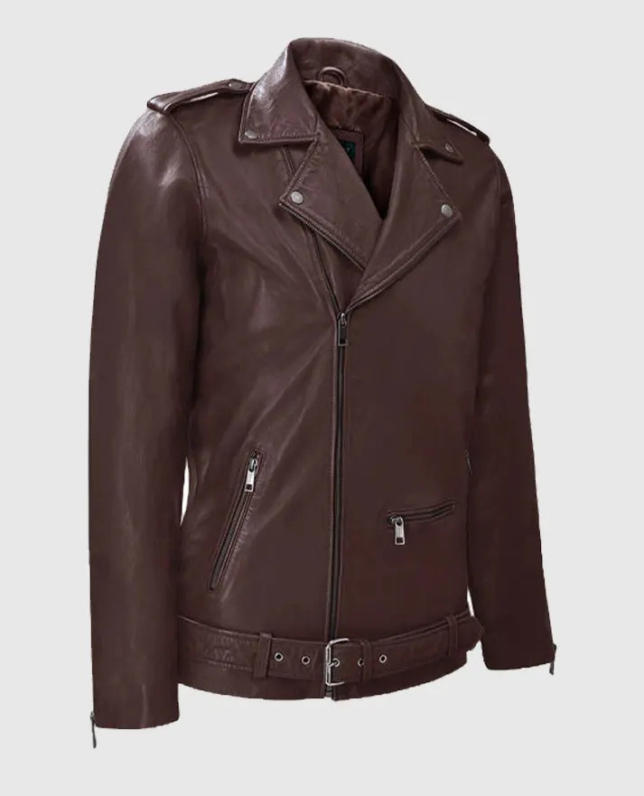 Burgundy Rutland Riding Leather Jacket for Men