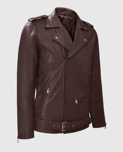 Burgundy Rutland Riding Leather Jacket for Men