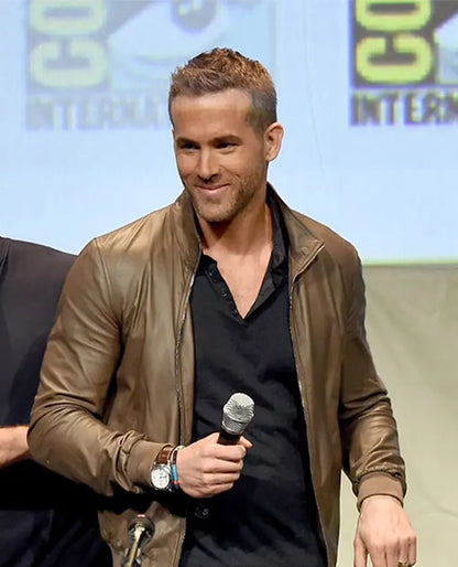 Ryan Reynolds Comic Con Black Leather Jacket