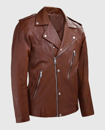 Men's Biker Beast Tan Leather Jacket