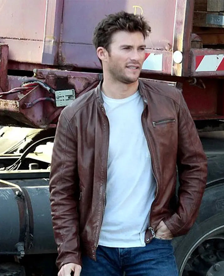 Scott Eastwood Overdrive Spanish Brown Leather Jacket