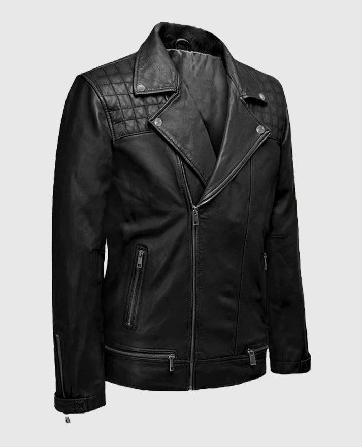 Black Biker Ironwood Leather Jacket for Men