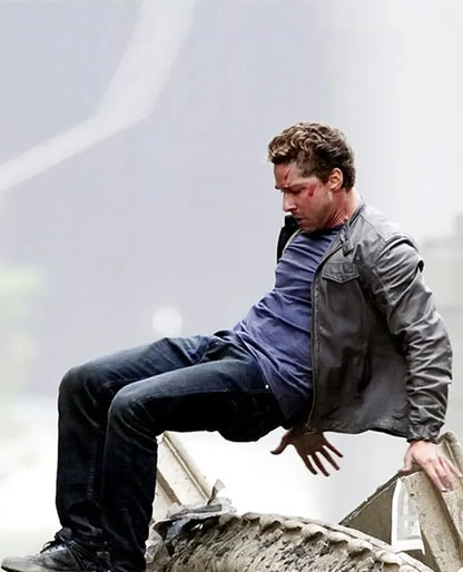Shia Labeouf Transformers 3 Gray Leather Jacket