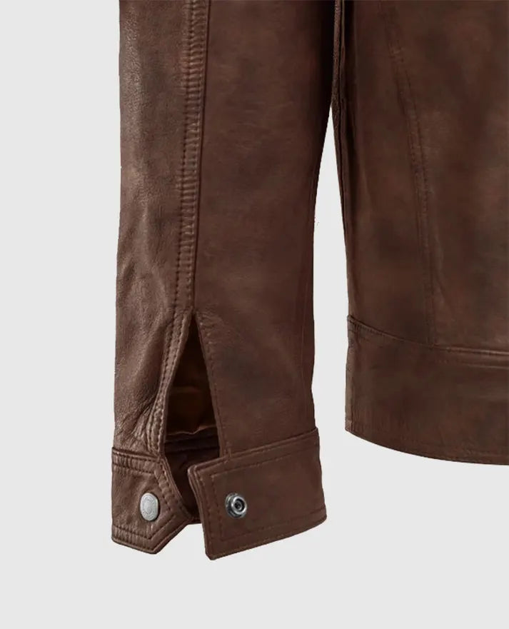 Men's Spanish Brown Thunder Storm Biker Leather Jacket