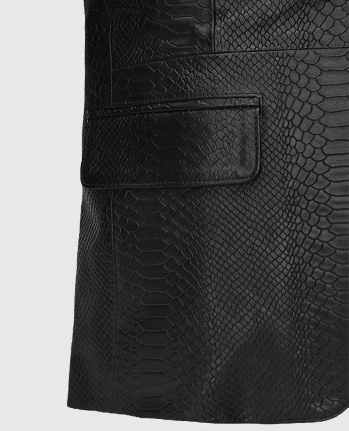 Python Catwalk Black Leather Blazer for Men