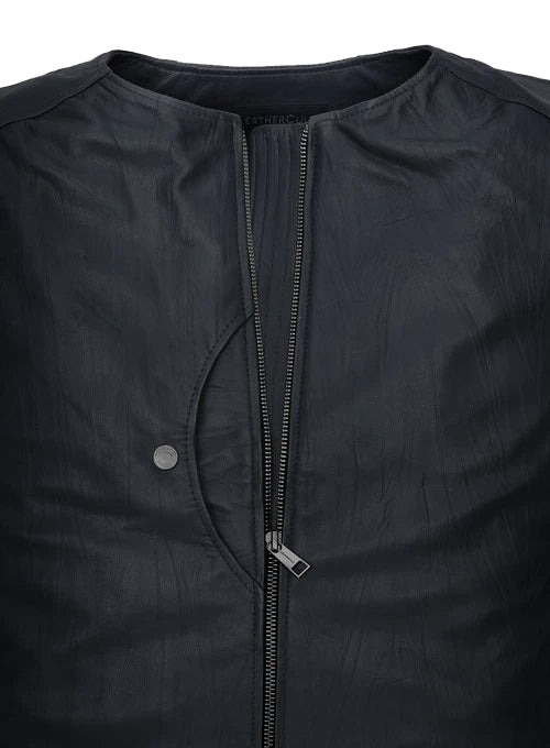 Men's Maven Moto Round Neck Leather Jacket