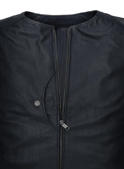 Men's Maven Moto Round Neck Leather Jacket