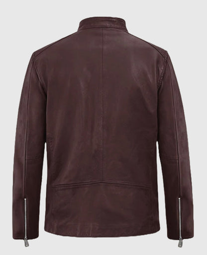 Men's Burgundy Motorad Biker Leather Jacket