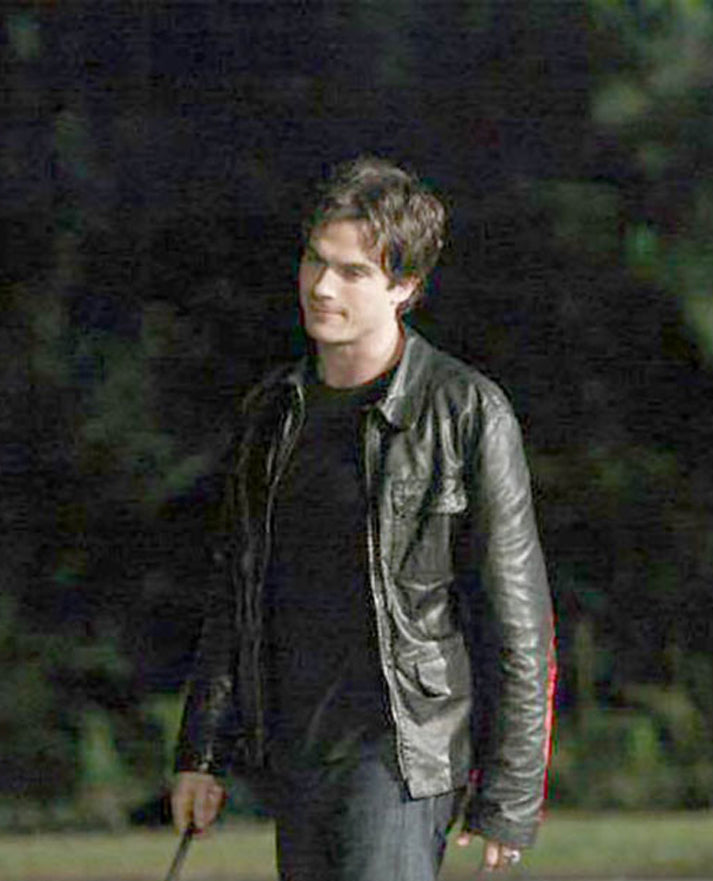 The Vampire Diaries Damon Salvatore Leather Jacket