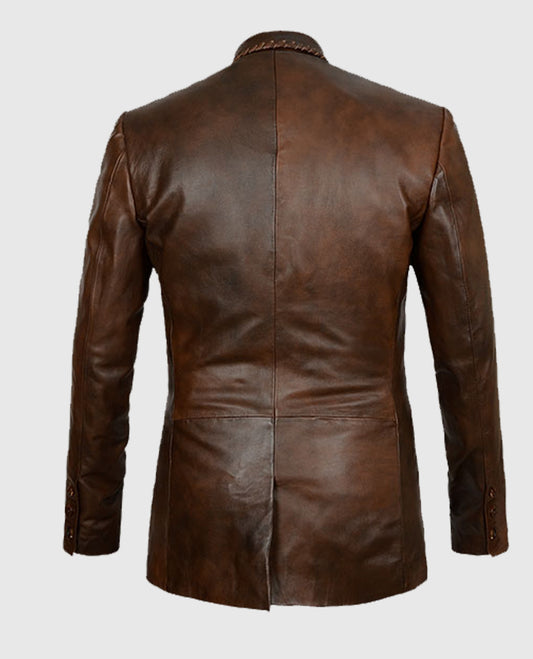 Spanish Brown Medieval Leather Blazer for Men