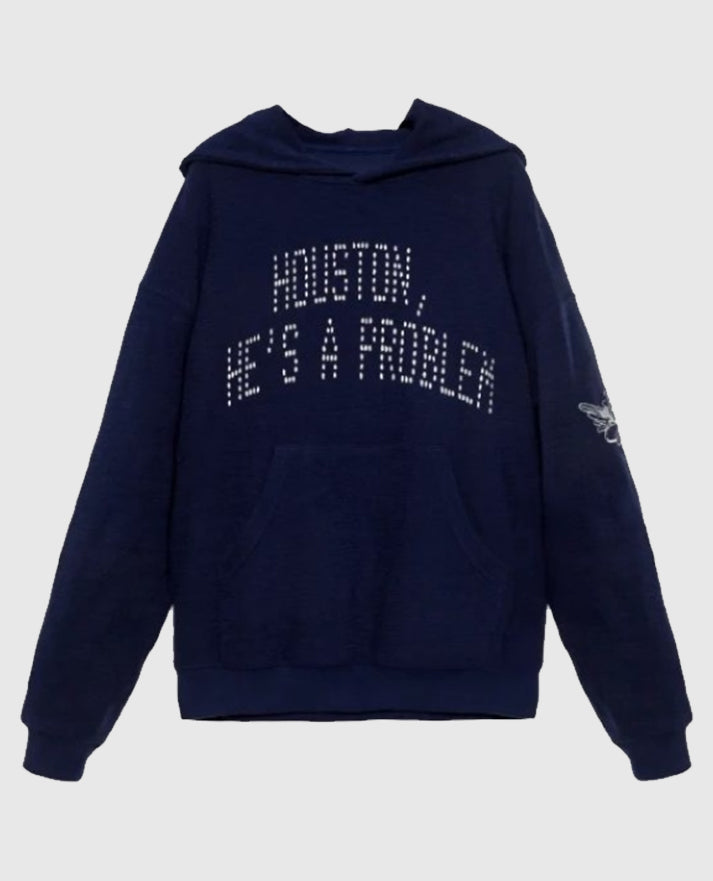 Houston, He's a Problem Racer Navy Blue Hoodie