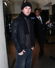 Lionel Messi Black Leather Jacket
