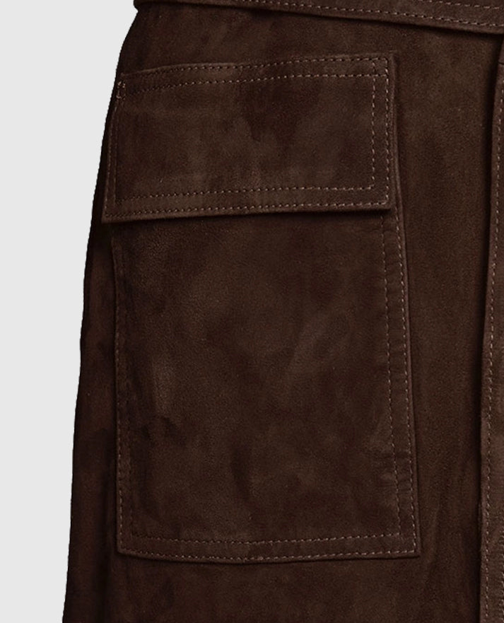 Women's Leather Dark Brown Suede Alpine Long Coat