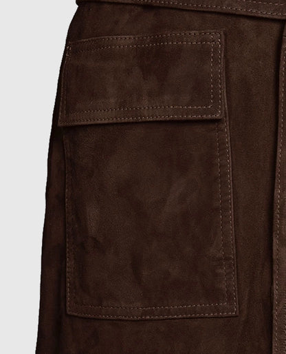 Women's Leather Dark Brown Suede Alpine Long Coat