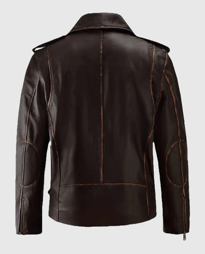Enforcer Dark Brown Biker Leather Jacket for Men