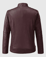 Men's Burgundy Firefly Biker Leather Jacket