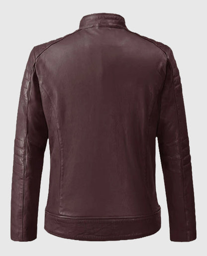 Men's Burgundy Firefly Biker Leather Jacket
