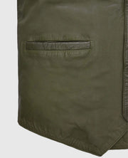 Men's Green Washed and Wax Basicallo Leather Vest