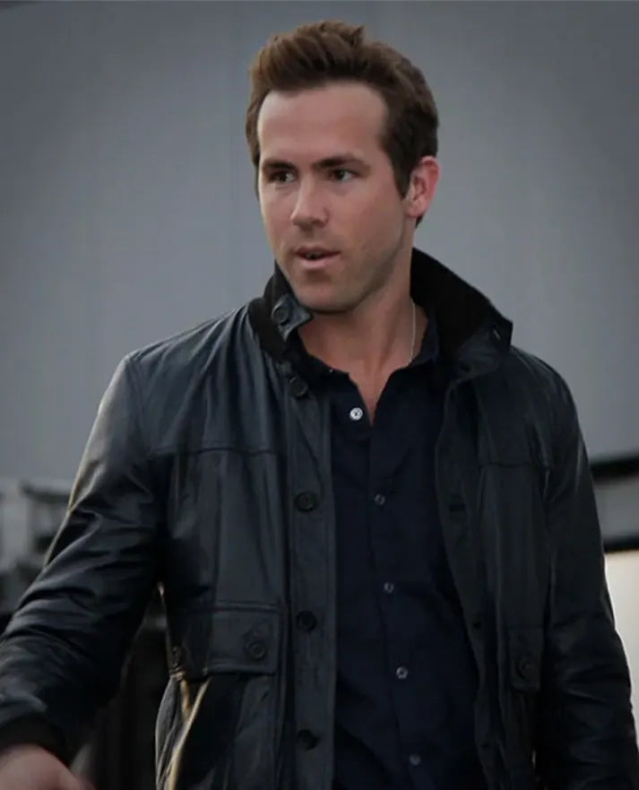 X-Men Ryan Reynolds Black Leather Jacket