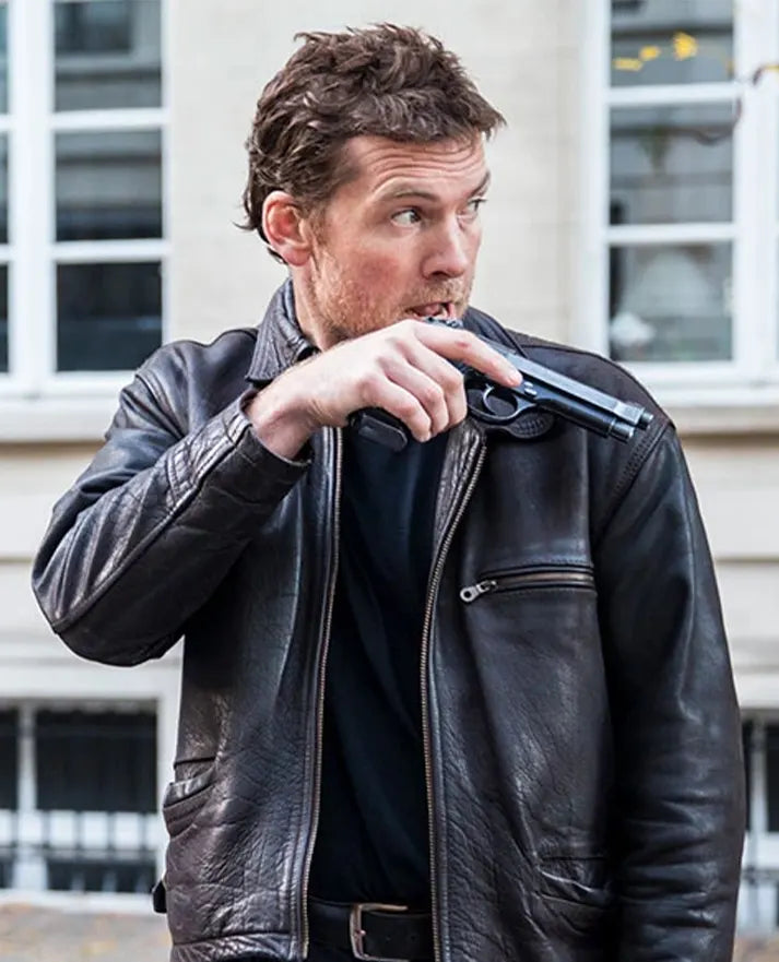Sam Worthington Kidnapping Mr. Heineken Brown Leather Jacket
