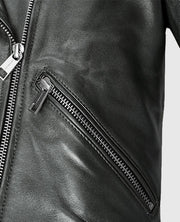 Women's Metallic Gray Leather Jacket