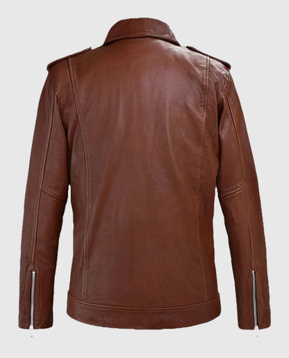 Men's Biker Beast Tan Leather Jacket