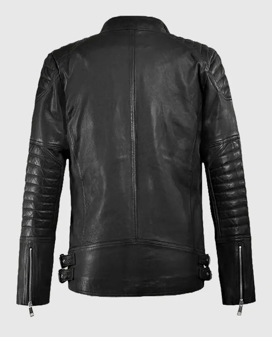 Men's Moto Shotgun Black Leather Jacket