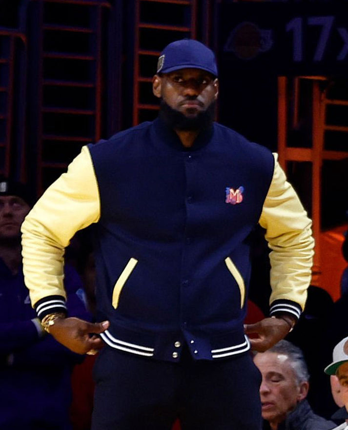 NBA 2023 LeBron James Blue Bomber Jacket