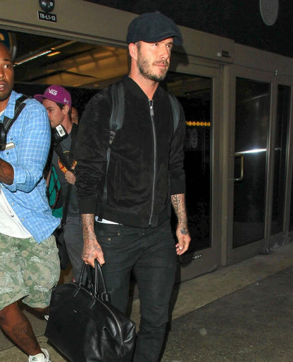 David Beckham Black Suede Leather Jacket
