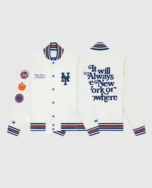 New York or Nowhere Nyon x Mets Motto Varsity Jacket