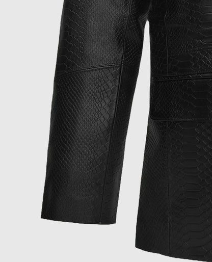 Python Catwalk Black Leather Blazer for Men